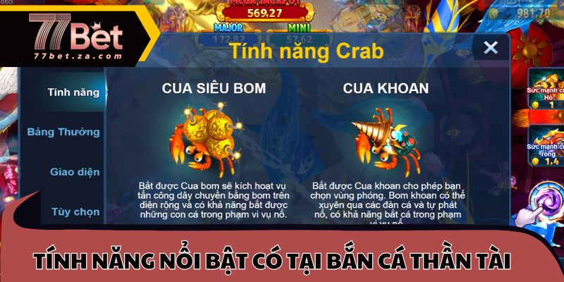 Bắn Cá Thần Tài 77BET 2 Điểm danh một số tính năng nổi bật có tại bắn cá thần tài